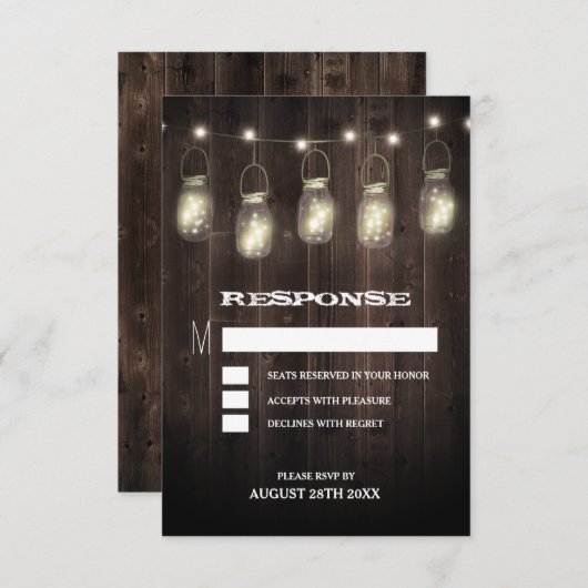 Rouwe schuur hout metson pot trouw RSVP kaarten (Voorkant / Achterkant)