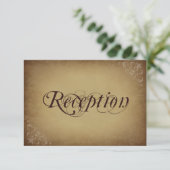 Rouwe Vintage Papieren Trouwontvangstkaarten Informatiekaartje (Staand voorkant)