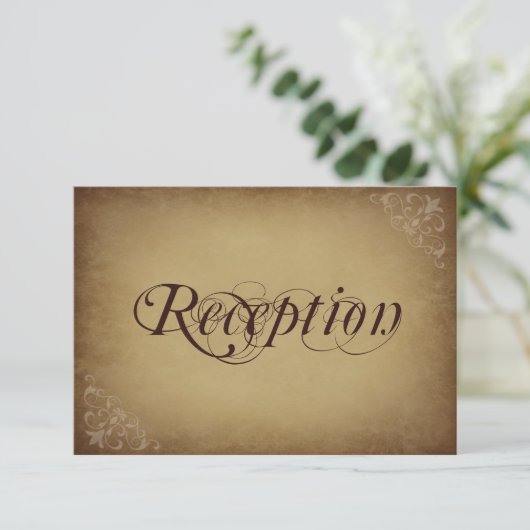 Rouwe Vintage Papieren Trouwontvangstkaarten Informatiekaartje (Staand voorkant)