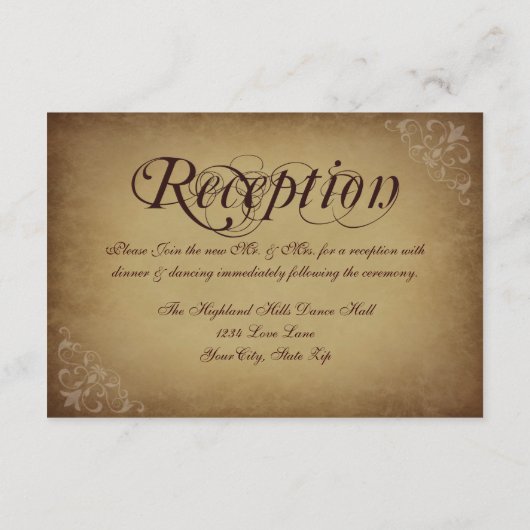 Rouwe Vintage Papieren Trouwontvangstkaarten Informatiekaartje (Achterkant)