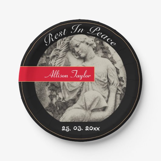 rouwen met Angel / Memorial, Funeral,  Papieren Bordje (Voorkant)