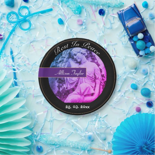 rouwen met Angel / Memorial, Funeral,  Papieren Bordje (Feest)