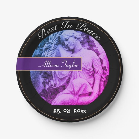 rouwen met Angel / Memorial, Funeral,  Papieren Bordje (Voorkant)