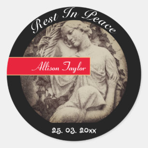rouwen met Angel / Memorial, Funeral,  Ronde Sticker