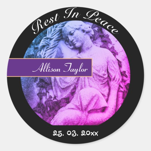 rouwen met Angel / Memorial of Funeral Sticker (Voorkant)