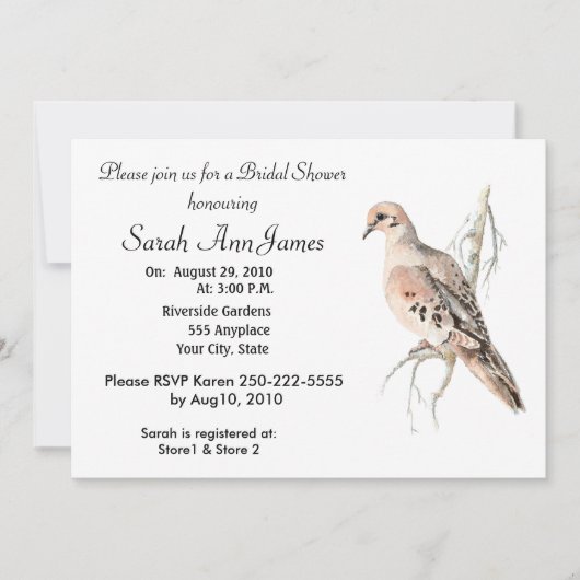 Rouwende Dove Turtle Dove Bird Wedding Kaart (Voorkant)