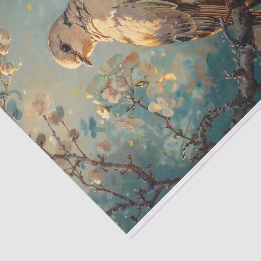 Rouwende Duif Olieverfschilderij Ephemera Decoupag Tissuepapier (Detail)