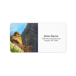 Rouwende duif Vrouw met Baby saguaro cactus nest Etiket