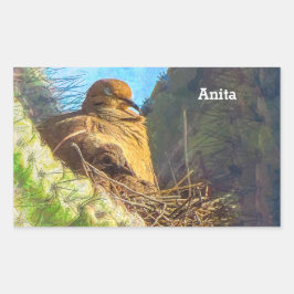 Rouwende duif Vrouw met Baby saguaro cactus nest Rechthoekige Sticker