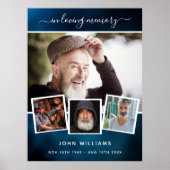 Rouwfoto collage blauwe lucht herdenkingswelkom poster (Voorkant)