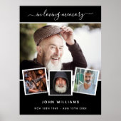 Rouwfoto collage zwart herinnering welkom poster (Voorkant)