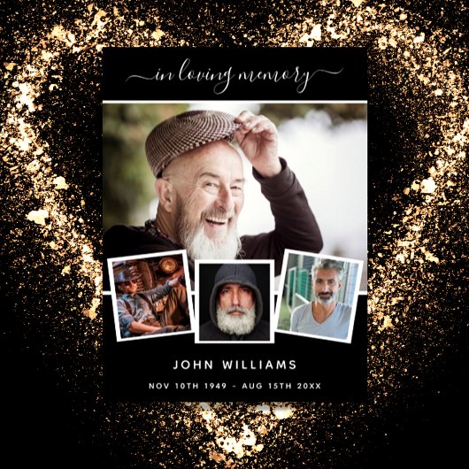 Rouwfoto collage zwart herinnering welkom poster