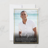 Rouwfoto Elegante Gouden Kruis Schrift Bedankkaart (Voorkant)