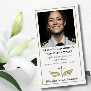 Rouwfoto Gebed voor Piloot Moderne Luchtvaart Visitekaartje