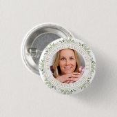 Rouwfoto met groen in liefdevolle herinnering ronde button 3,2 cm (Voorkant /achterkant)
