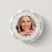 Rouwfoto met groen in liefdevolle herinnering ronde button 3,2 cm (Voorkant)