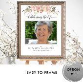 Rouwfoto met welkom Blush Roze Bloemenbord Poster