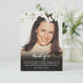 Rouwfoto Witte Bloesem Bloemstuk Bedankkaart (Staand voorkant)