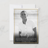 Rouwfoto Zwart en Wit Elegant Bedankkaart (Voorkant)