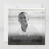 Rouwfoto Zwart en Wit Elegant Vierkant  Bedankkaart (Voorkant)