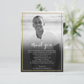 Rouwfoto zwart-wit goud gedicht bedankkaart (Staand voorkant)