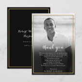 Rouwfoto zwart-wit goud gedicht bedankkaart (Voorkant / Achterkant)