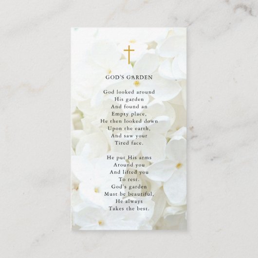 Rouwfotokaart Blijvende Harten Kruis Gebedskaart Visitekaartje (Achterkant)