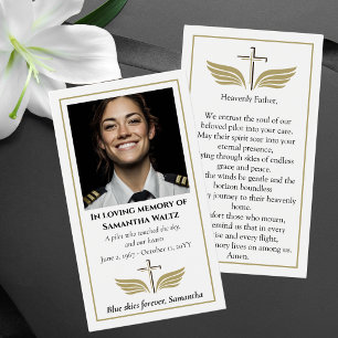 Rouwfotopogebed voor Piloot Moderne Luchtvaart Visitekaartje