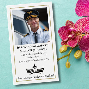 Rouwfotopogebed voor Piloot Moderne Luchtvaart Visitekaartje