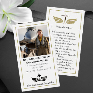 Rouwfotoprayer voor Piloot Moderne Luchtvaart Visitekaartje