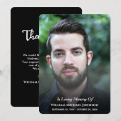 Rouwgedenk Foto Herdenking In Lieve Herinnering Bedankkaart (Voorkant / Achterkant)