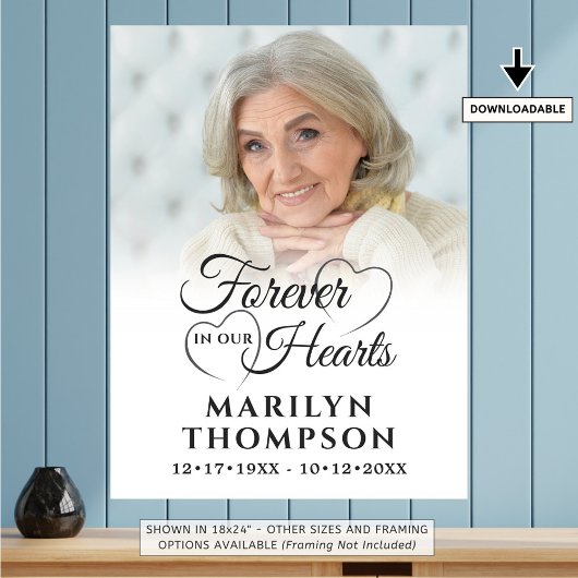 Rouwgedenk Foto NOOIT VERGETEN IN ONZE HARTEN Poster