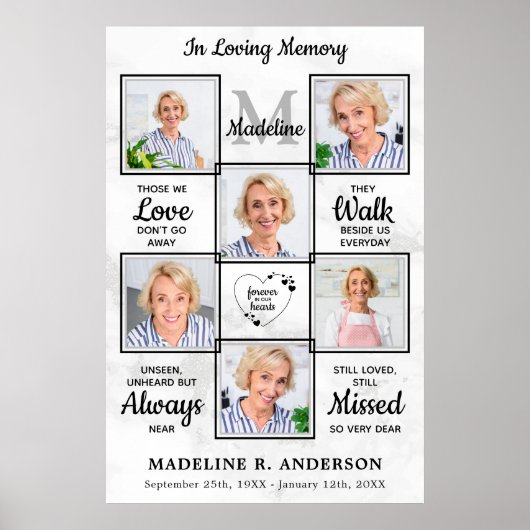 Rouwgedenkboek 6 Foto Collage Ter Herinnering Poster (Voorkant)