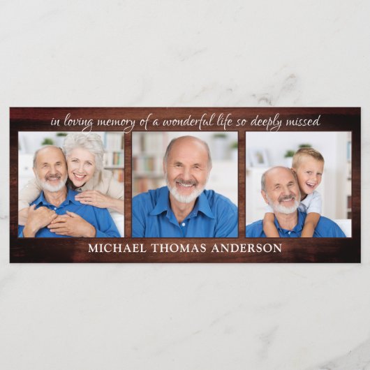 Rouwgedenkboek met 3 foto's Gebedenkaart voor de u Menu (Voorkant)