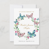 Rouwgedenkkaart met vlinders voor herdenkingsgebed (Voorkant)