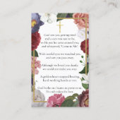 Rouwgedenkkaarten met paarse bloemen en foto visitekaartje (Achterkant)