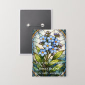 Rouwgedenkramen met 'Forget me Not' glas-in-lood Button (Voorkant / Achterkant)