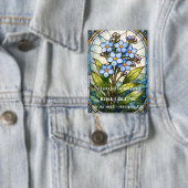 Rouwgedenkramen met 'Forget me Not' glas-in-lood Button (Insitu)