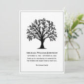 Rouwgedenkteken Zwarte en Witte Boom des Levens Bedankkaart (Staand voorkant)