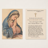 Rouwgedenkwaard Droevige Maria Biddend  Visitekaartje (Voorkant /achterkant)