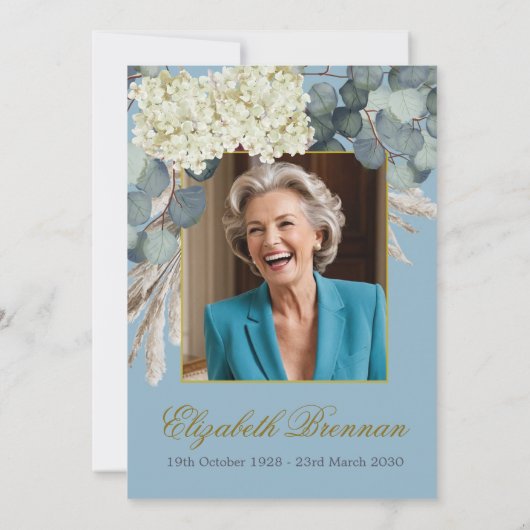 Rouwgedenkwaardige Religieuze Bloemige Foto Elegan Kaart (Achterkant)