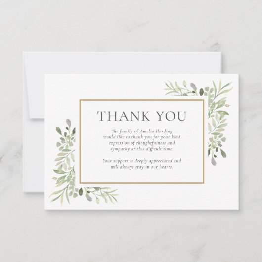 Rouwgedenkwaterverfblad Foto Bedankkaart (Voorkant)