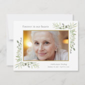 Rouwherinneringsfoto waterverf groen bedankkaart (Achterkant)