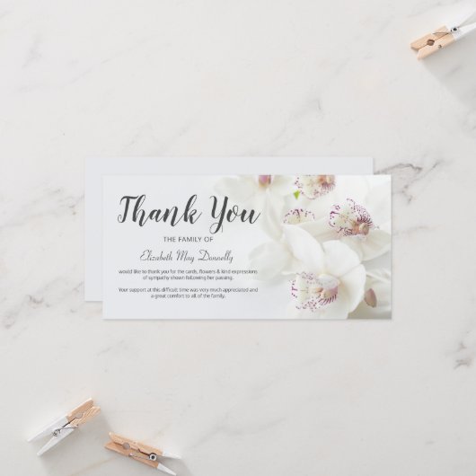 Rouwkaart bedanken | Orchidee rouw Kaart (Voorkant / Achterkant in situ)