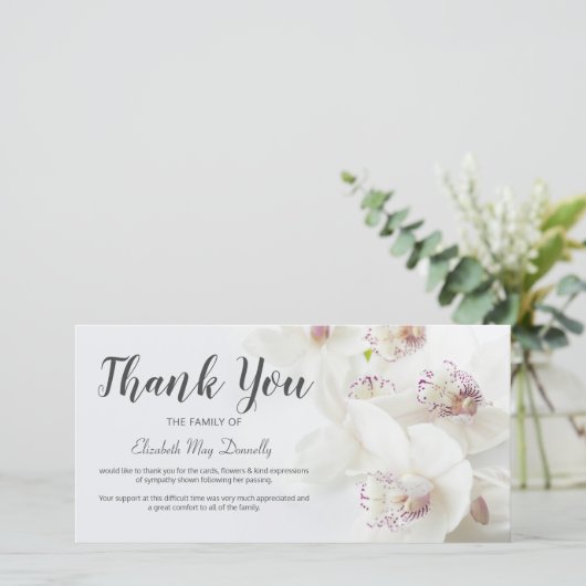 Rouwkaart bedanken | Orchidee rouw Kaart (Staand voorkant)