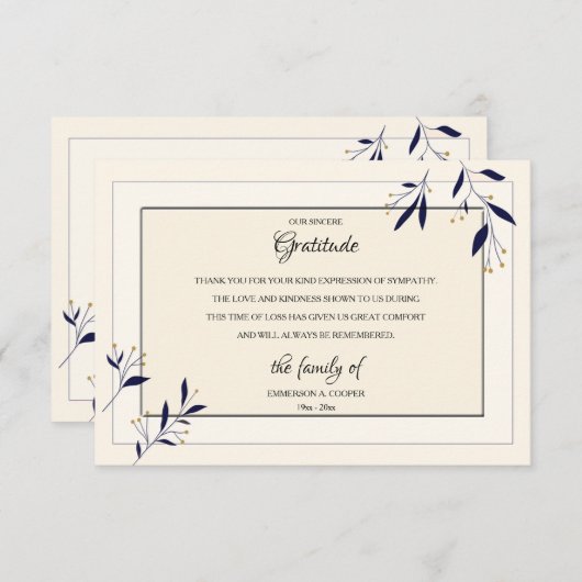 rouwkaart bedankkaart (Voorkant / Achterkant)