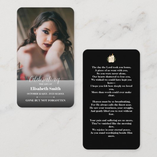 Rouwkaart - Herdenking van het Leven Memoria Visitekaartje (Voorkant / Achterkant)