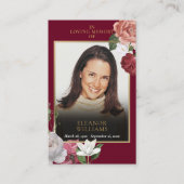 Rouwkaart met bordeauxrode bloemen visitekaartje (Voorkant)