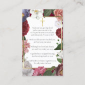 Rouwkaart met bordeauxrode bloemen visitekaartje (Achterkant)