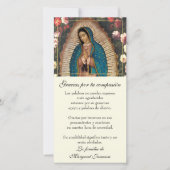 rouwkaart met de Maagd Maria van Guadalupe in het Bedankkaart (Voorkant)